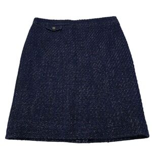 J Crew Womens Navy Blue Wool Blend Tweed Knee Length‎ Pencil Skirt Size 10 NWT